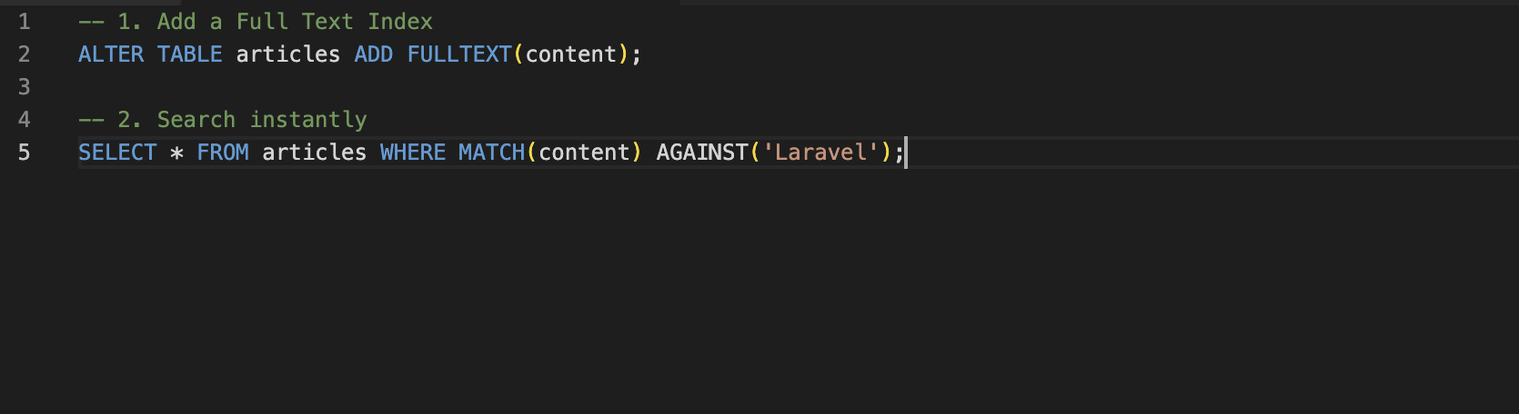 Stop Using LIKE '%...%' for Search Category: Database / MySQL